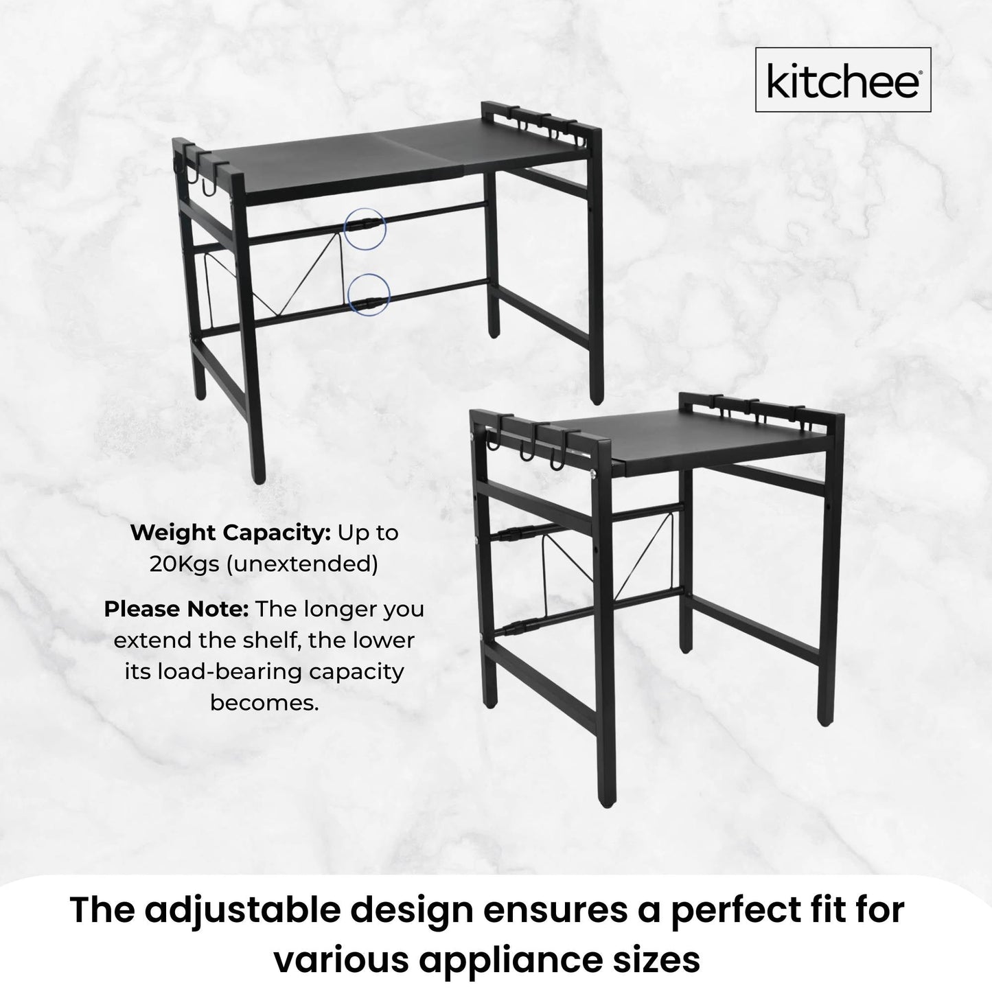Kitchee Microwave Single Shelf - Expanding Storage Rack Stand