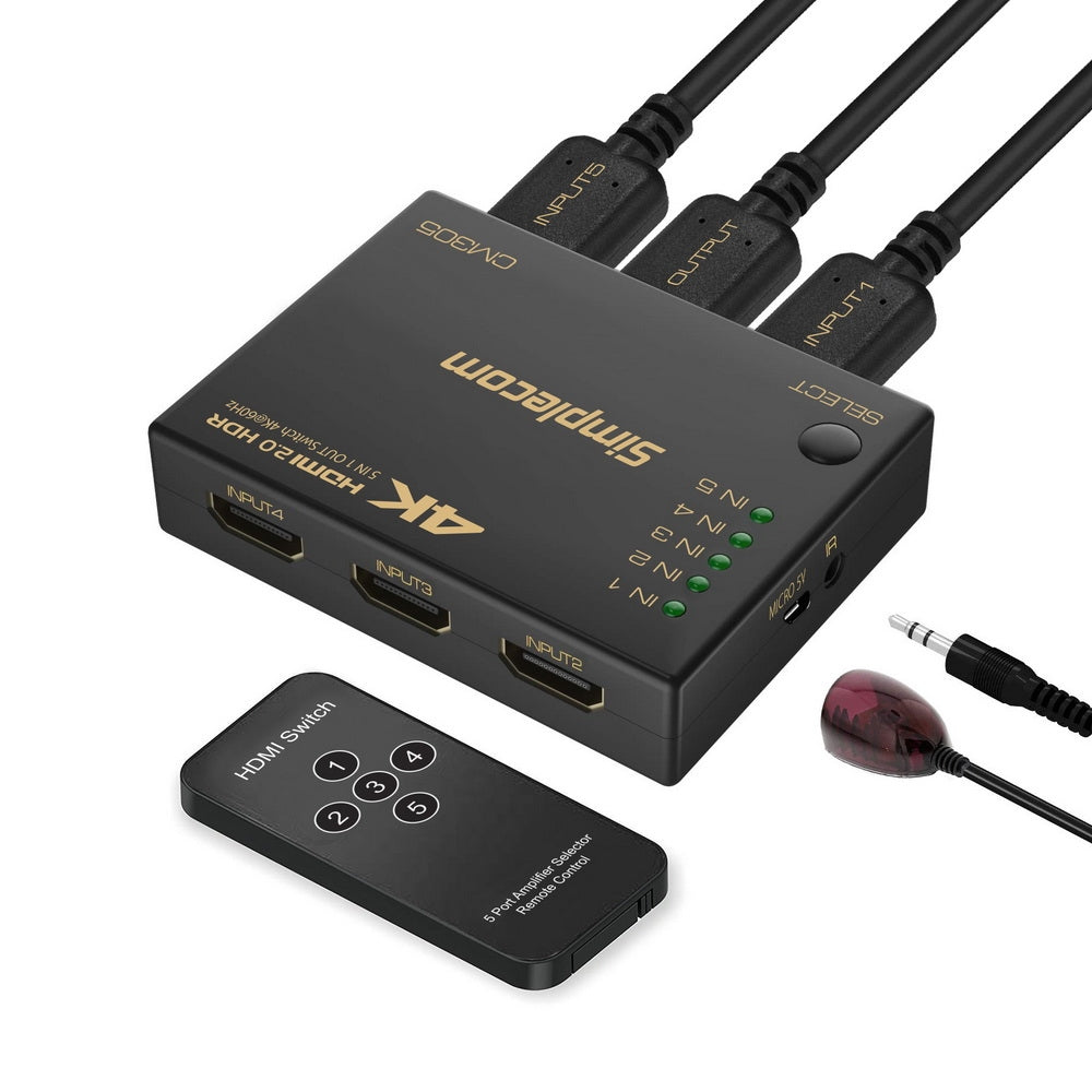Simplecom CM305 5 Way HDMI Switch 5 IN 1 OUT Splitter
