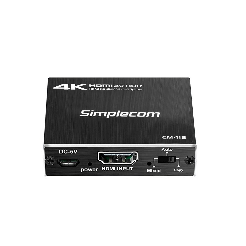Simplecom CM412 HDMI 2.0 1x2 Splitter 1 IN 2 Out 4K@60Hz HDR10