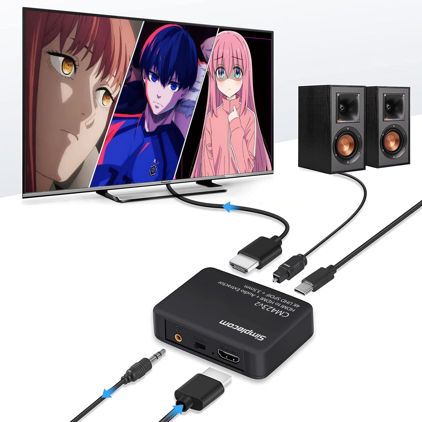 Simplecom CM423v2 HDMI Audio Extractor 4K HDMI to HDMI and Optical