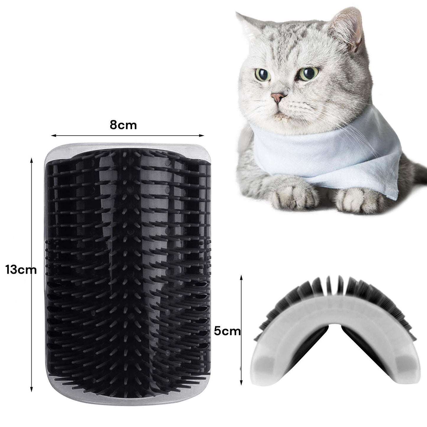 Cat Self Groomer Catnip Wall Corner Scratcher Comb Grooming Massage Brush Black