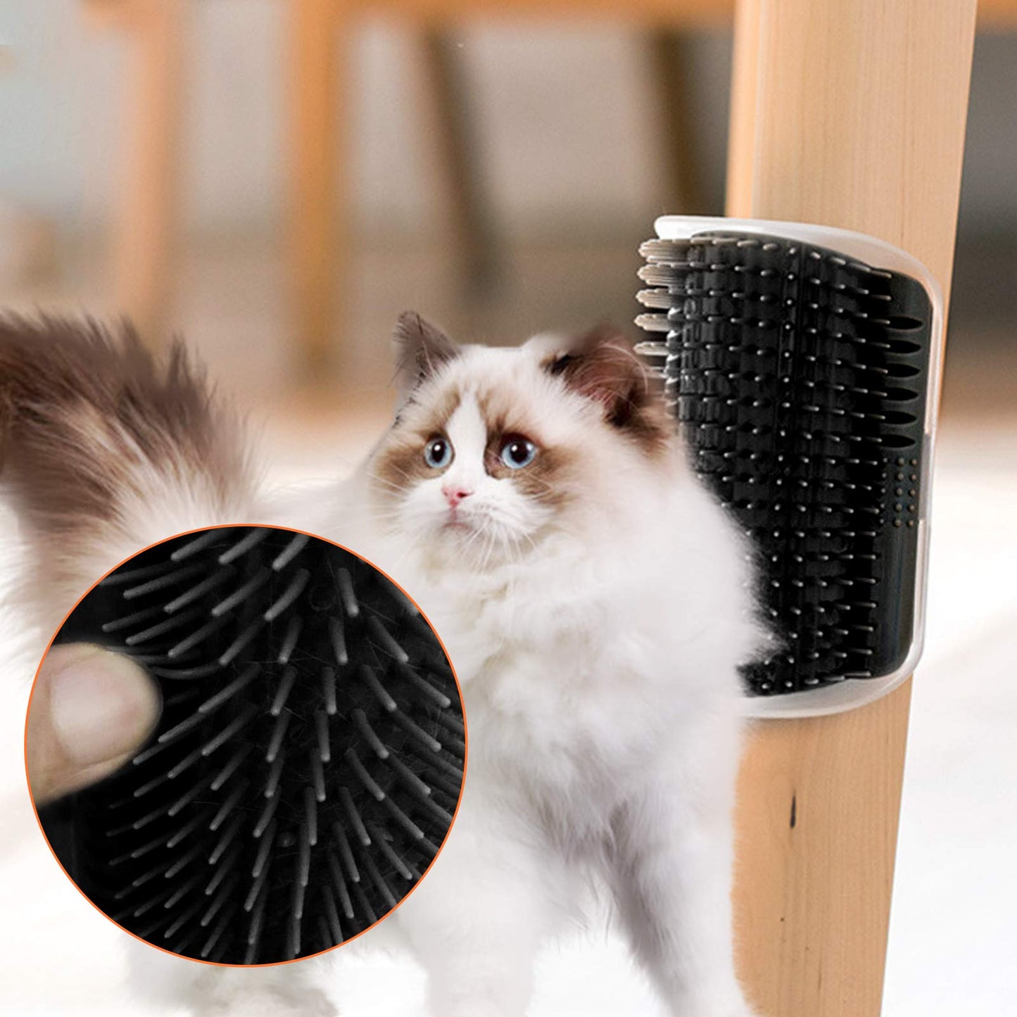 Cat Self Groomer Catnip Wall Corner Scratcher Comb Grooming Massage Brush Black