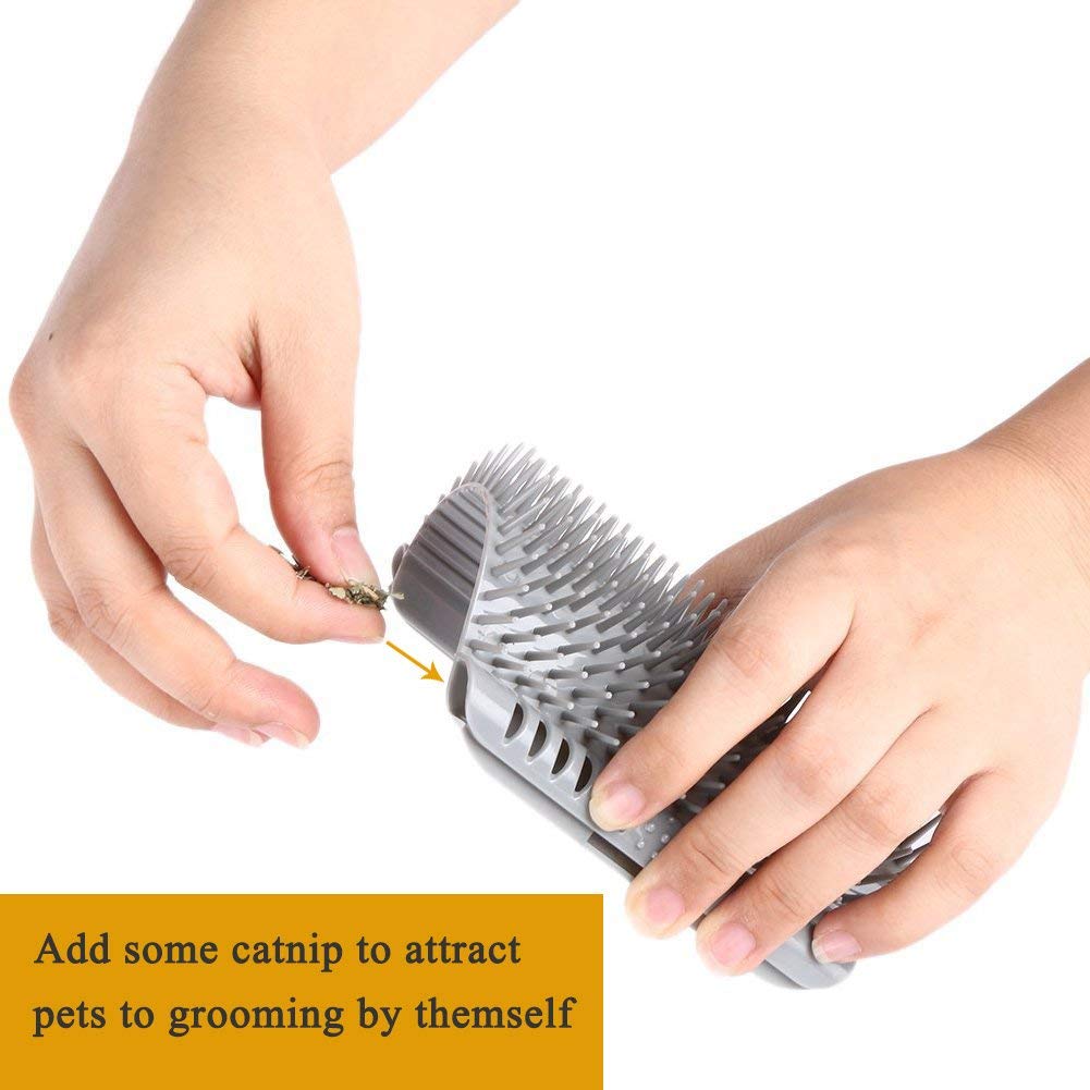 Cat Self Groomer Catnip Wall Corner Scratcher Comb Grooming Massage Brush