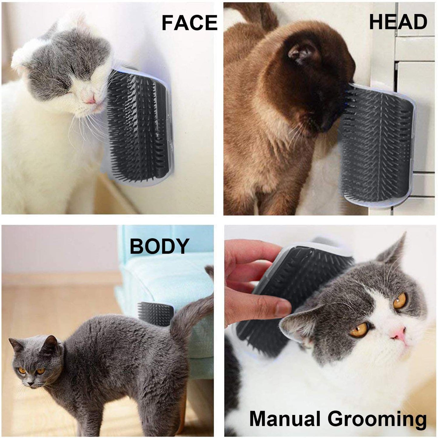 Cat Self Groomer Catnip Wall Corner Scratcher Comb Grooming Massage Brush