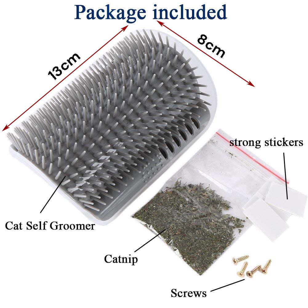Cat Self Groomer Catnip Wall Corner Scratcher Comb Grooming Massage Brush
