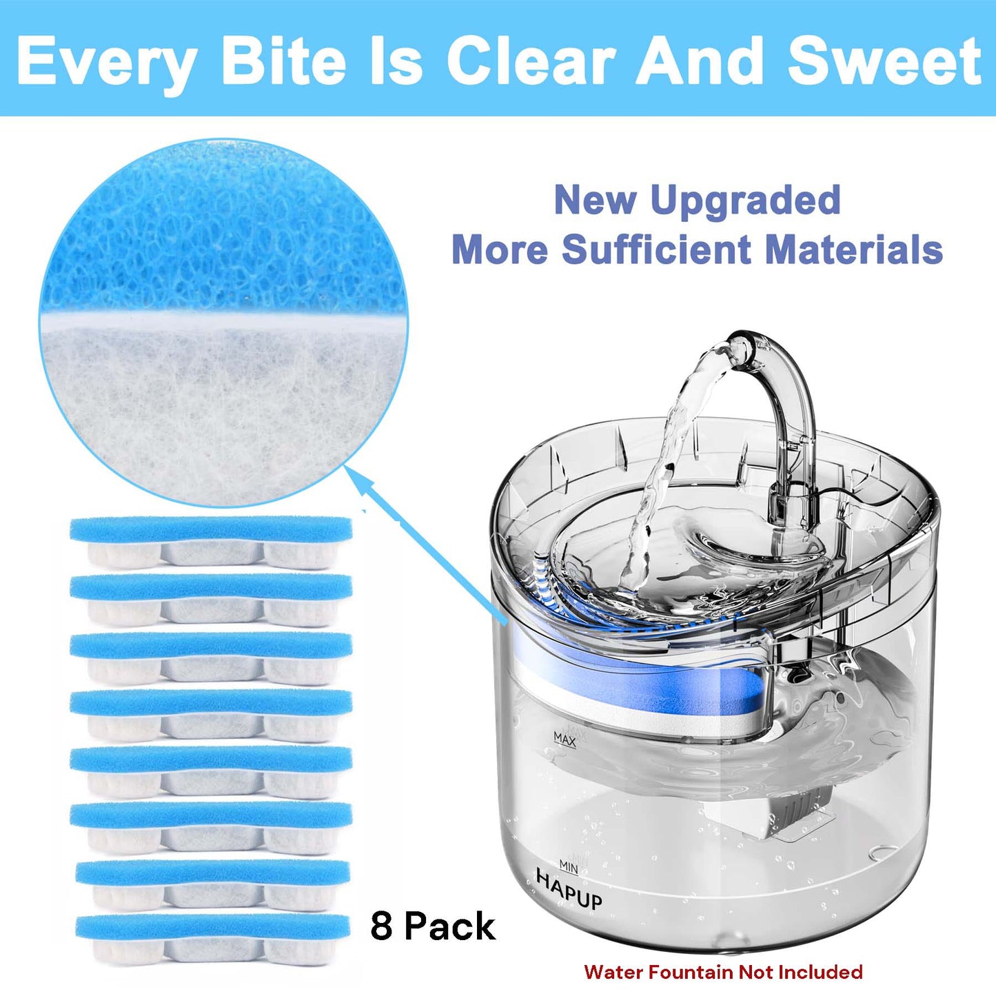 Pet Cat Water Fountain Filter Replacement Filter Arc-Shaped 4 Filtration System