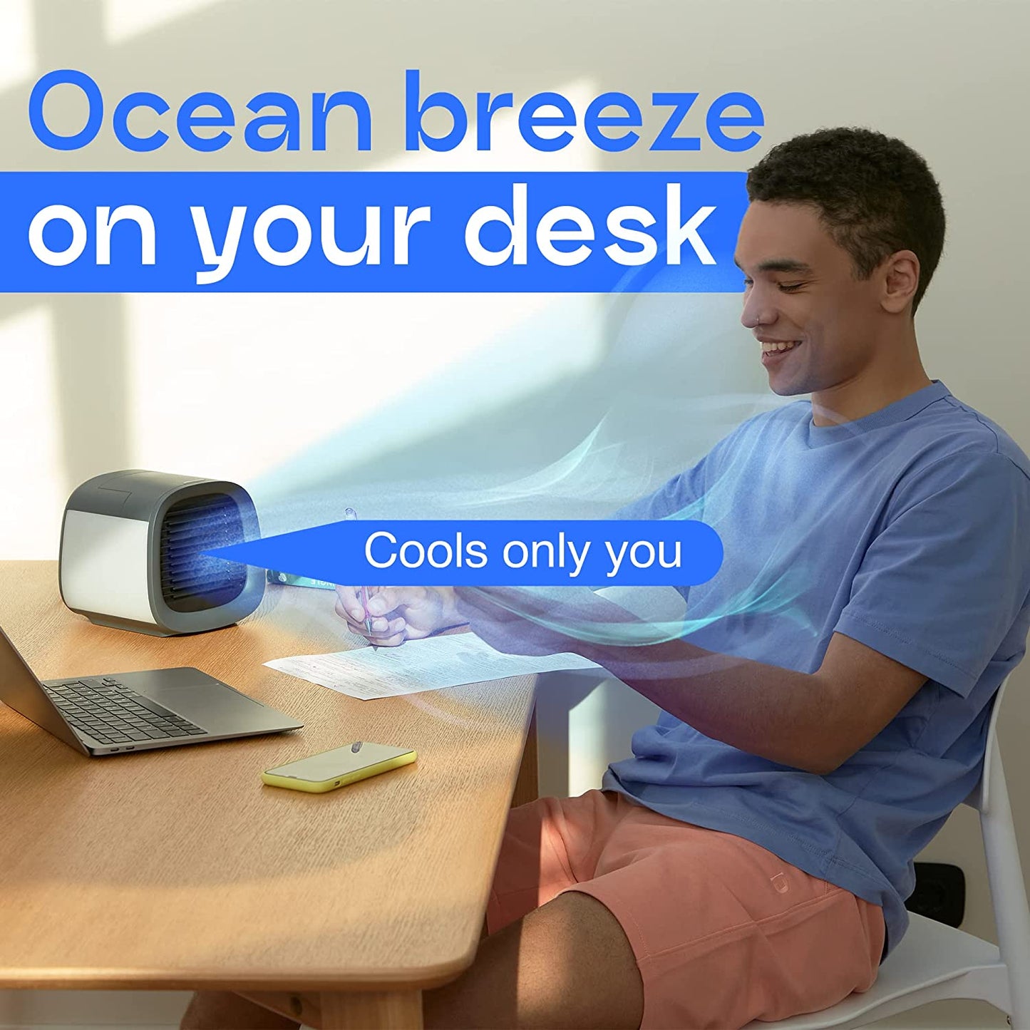 Evapolar evaCHILL - Personal Portable Air Cooler and Humidifier, with USB Connectivity and LED Light, Grey