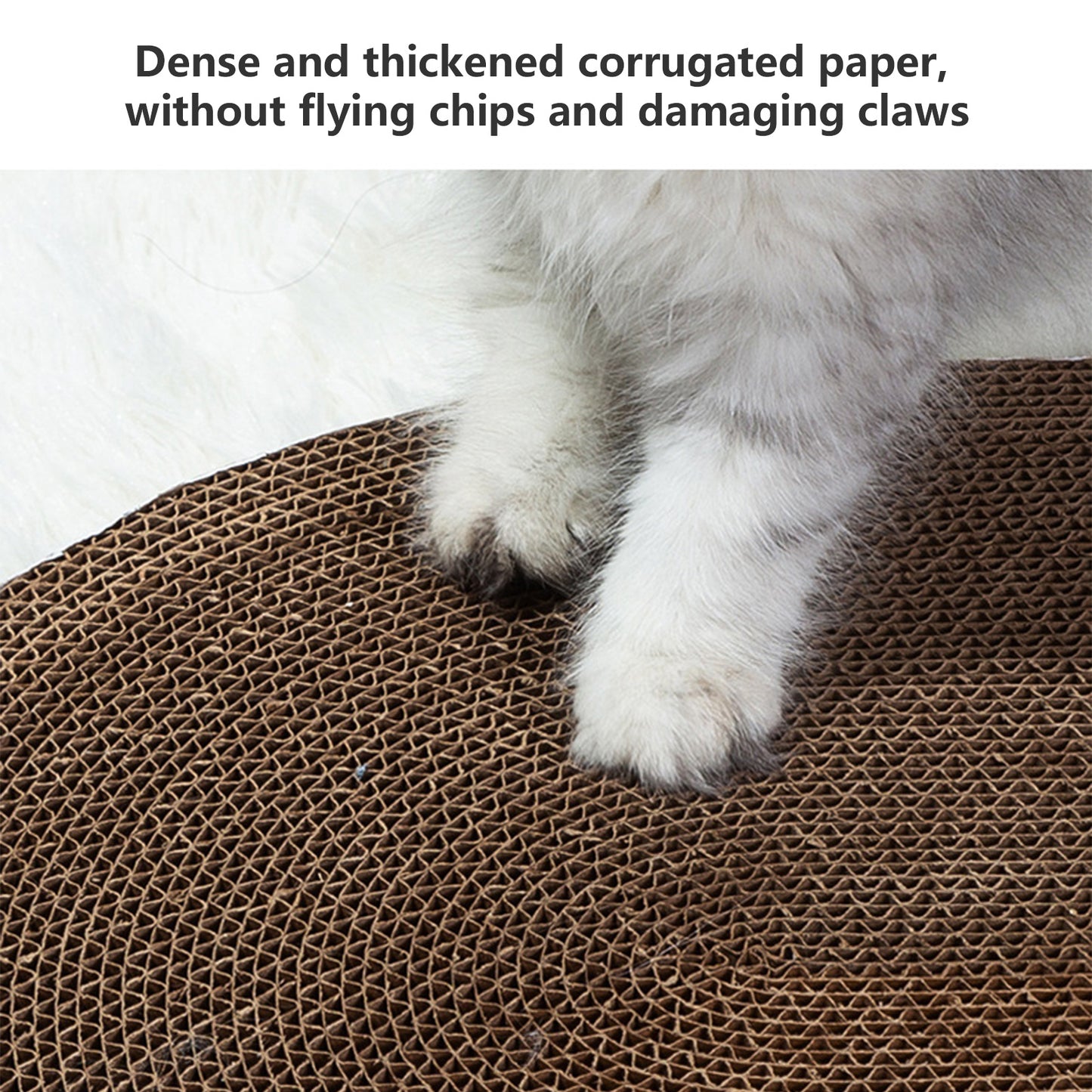 Pawfriends Cat Claw Plate Wear-Resistant Replaceable Rnd Corrugated Paper White