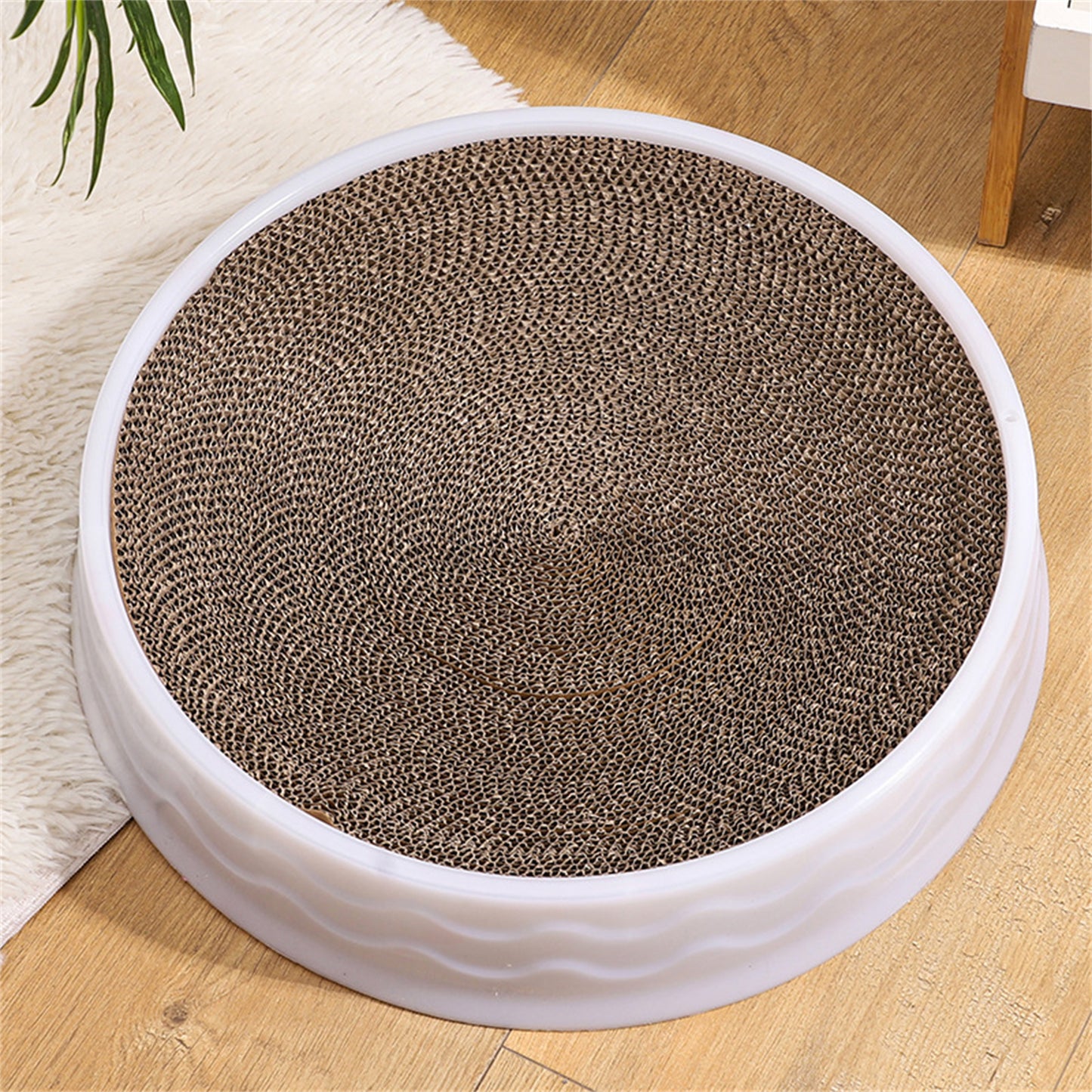 Pawfriends Cat Claw Plate Wear-Resistant Replaceable Rnd Corrugated Paper White