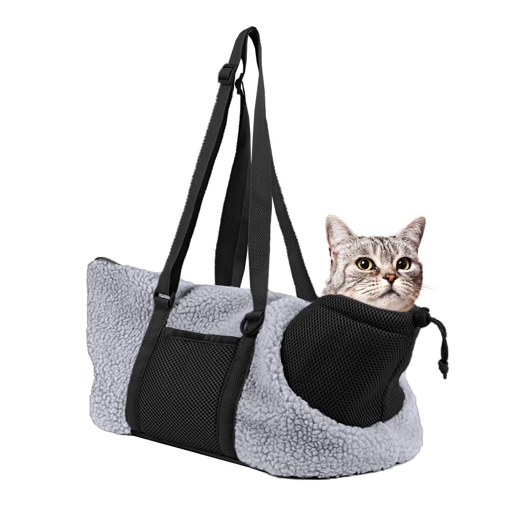 LIFEBEA Comfy Shoulder Bag for Small Dogs, Puppies, Kittens Up to 3kg Grey
