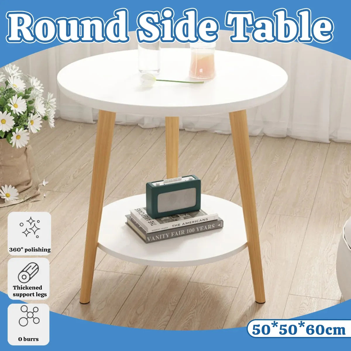 Minimalist Small Double Layer Sofa Side Table Compact Living Room End Table