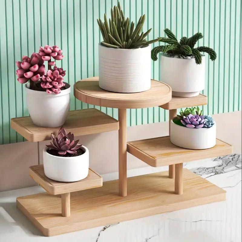 Multi-Tier Wooden Step Shelf Desktop Storage Organizer for Office or Home