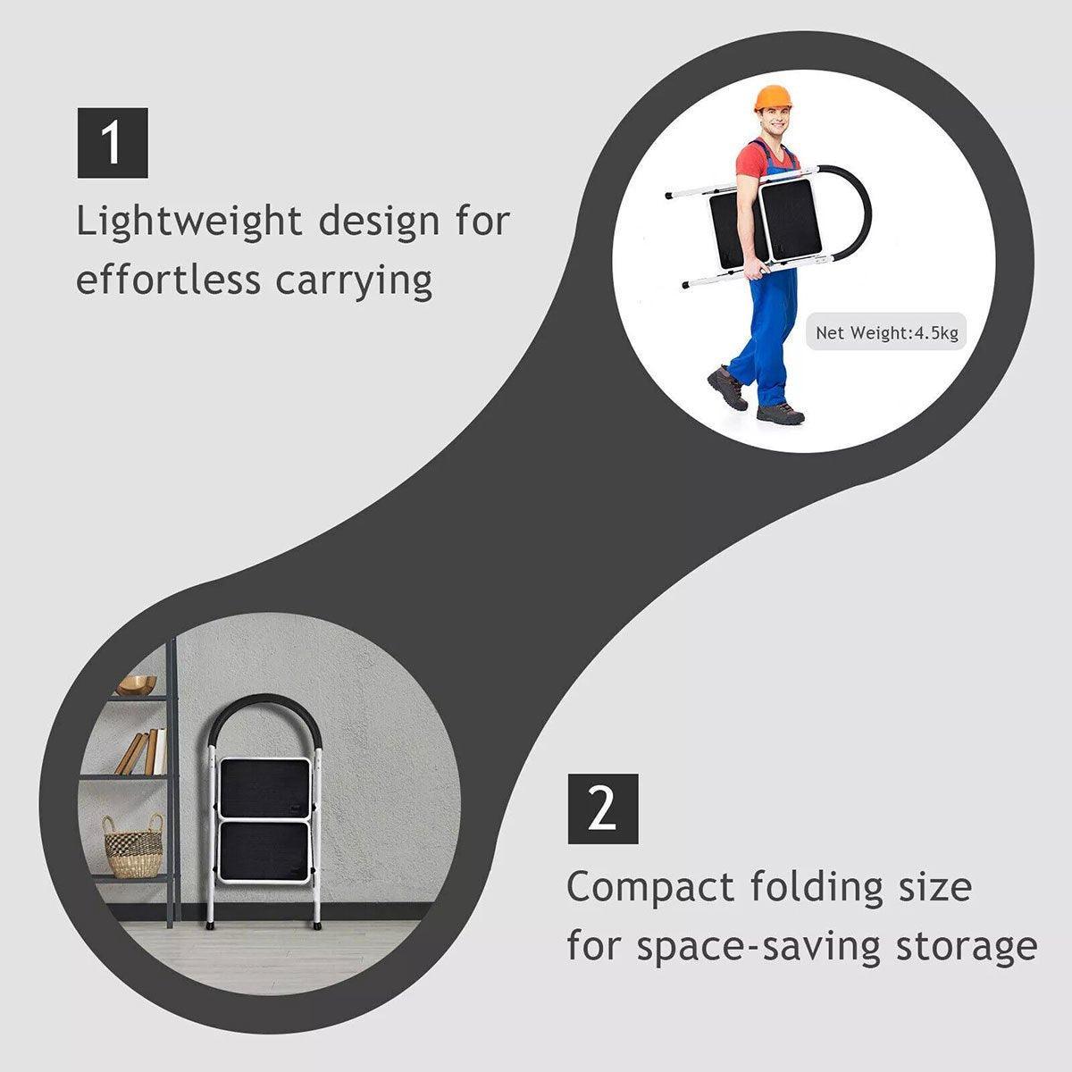 Folding Portable Multi Step Ladder with Handrail Household Iron Ladder