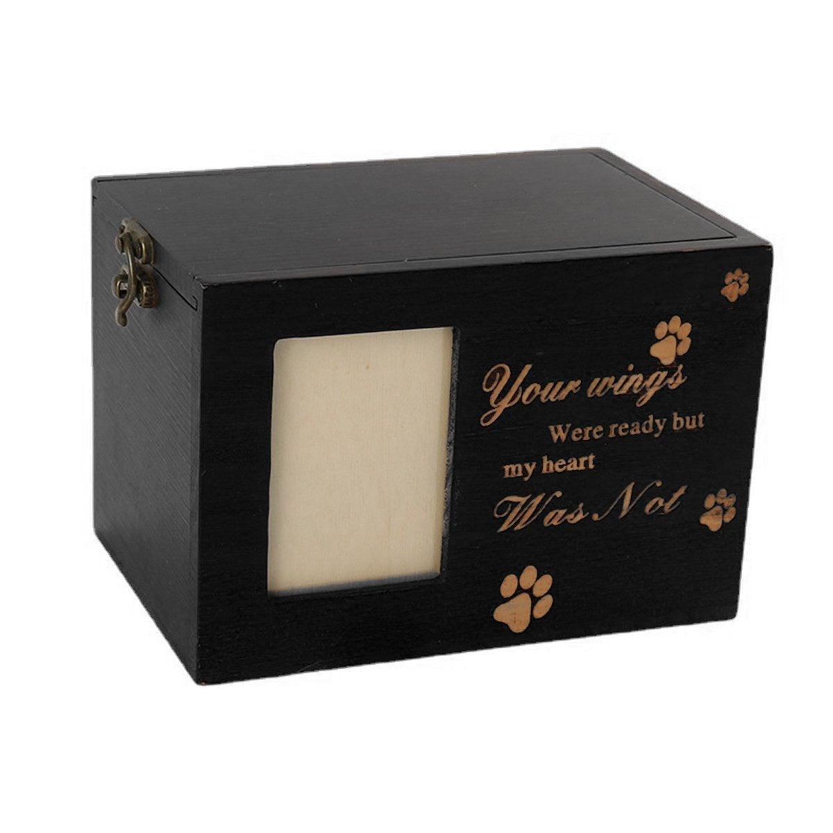 1x Wooden Pet Memorial Urn For Ashes With Photo Frame Cat/Dog