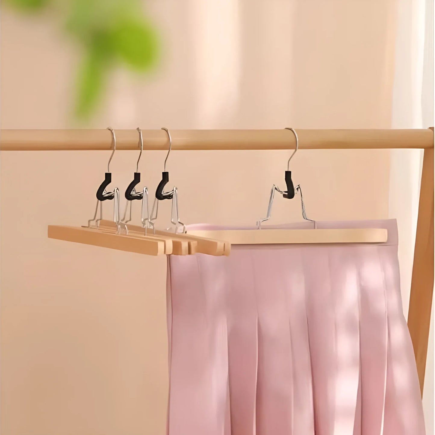 5pcs Skirt Clips Wooden Trouser Clips for Closet Wardrobe Clothing Organization - Dark Wood