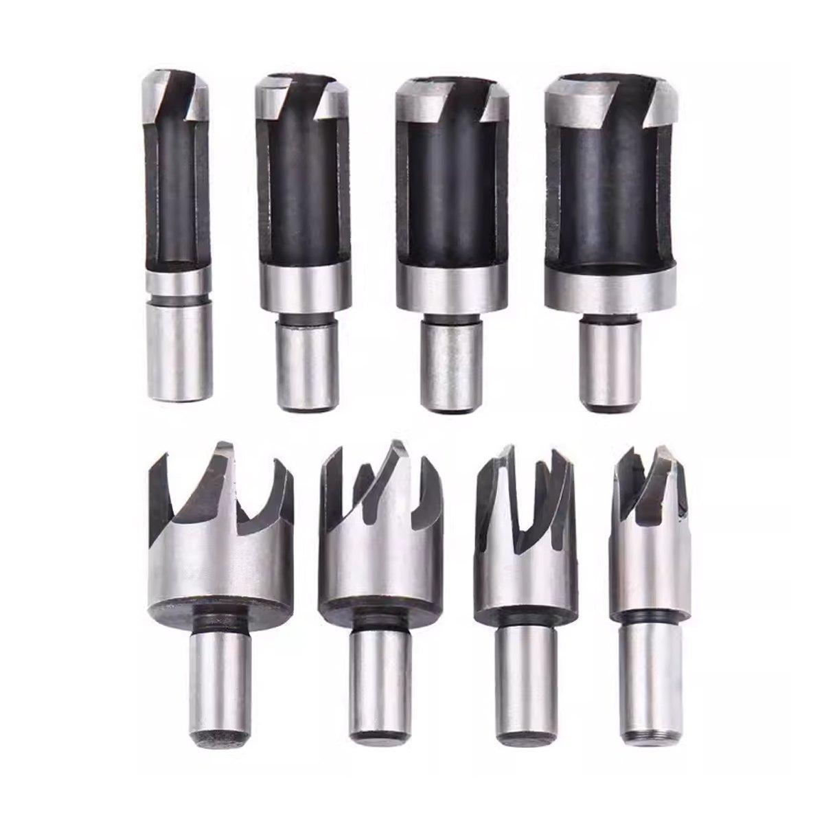 8 PCS Wood Plug Hole Cutter Dowel Maker Cutting Tools Shank Drill Bits