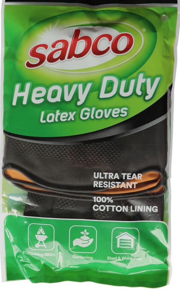 96 Pairs Sabco Heavy Duty Latex Gloves w/ Cotton Lining - Large Size Bulk