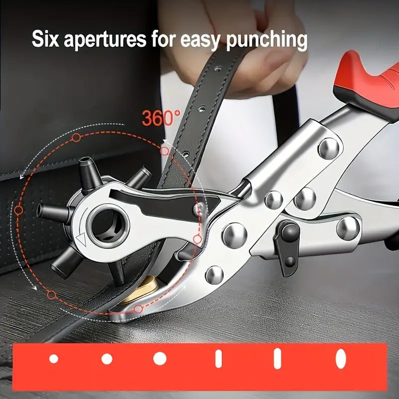 Multi-Size Leather Belt Eyelet Hole Punch Plier Revolving Handcraft Tool