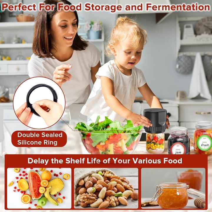 Black Automatic Electric Mason Jar Vacuum Sealer
