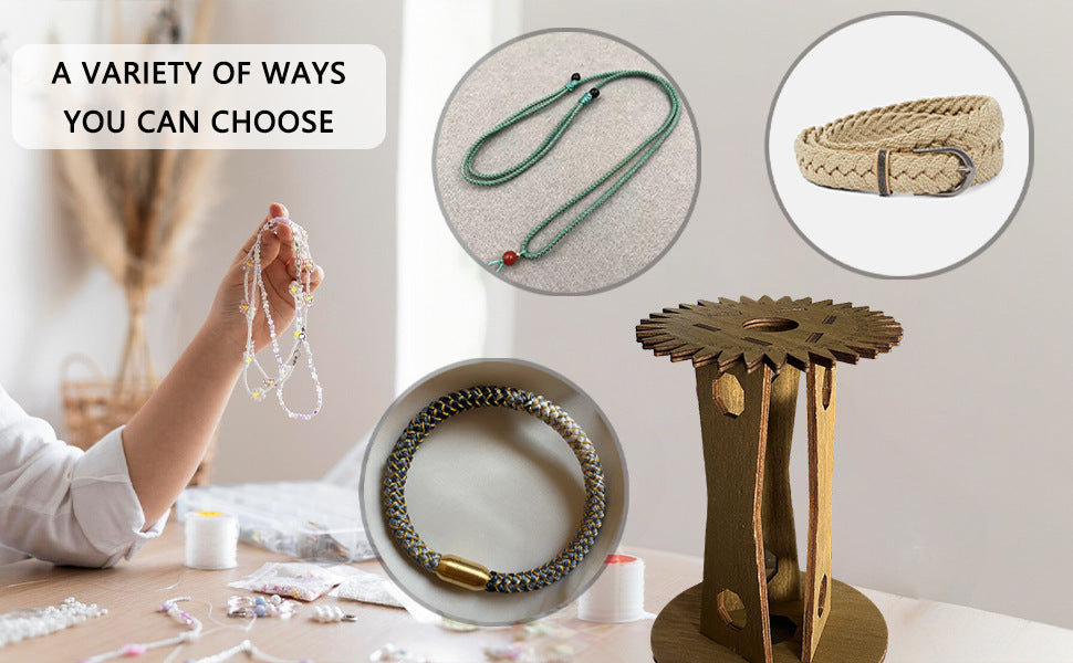 Wooden Kumihimo Marudai Stand – Craft Tool for Braiding