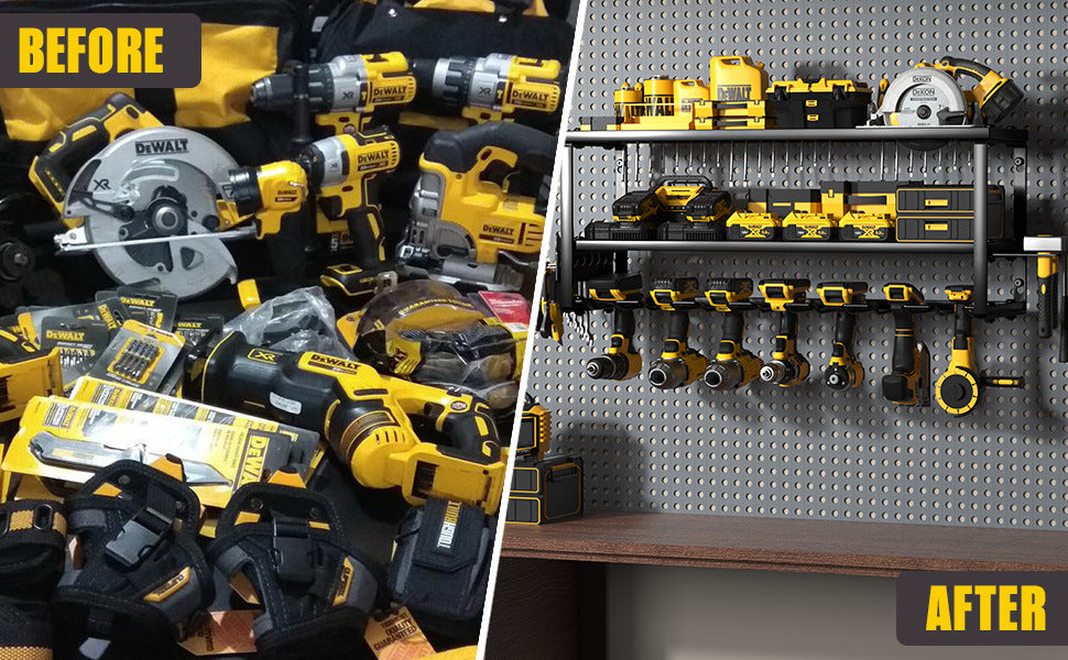 Heavy Duty Power Tool Organizer Wall Mount - 3-Tier Garage Storage Rack