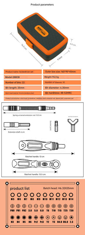 38-Piece Ratchet Screwdriver & Socket Wrench Set