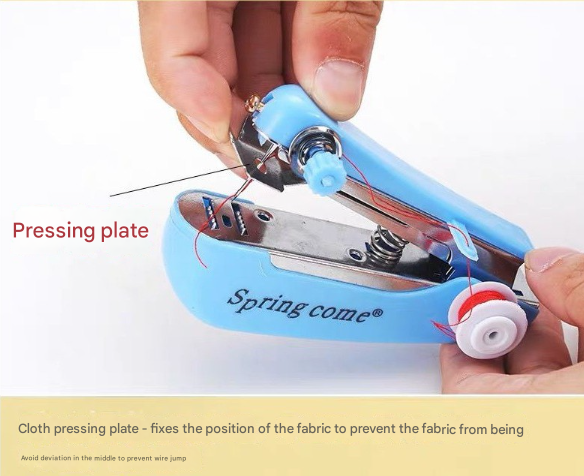 2 Pcs White Portable Mini Handheld Sewing Machine - Manual Stitching Tool