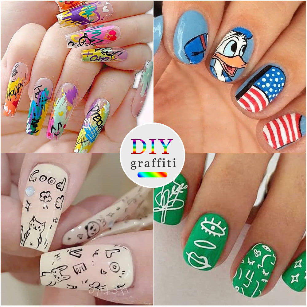 12-Color Acrylic Nail Art Marker Pen Set - Waterproof and Quick Drying