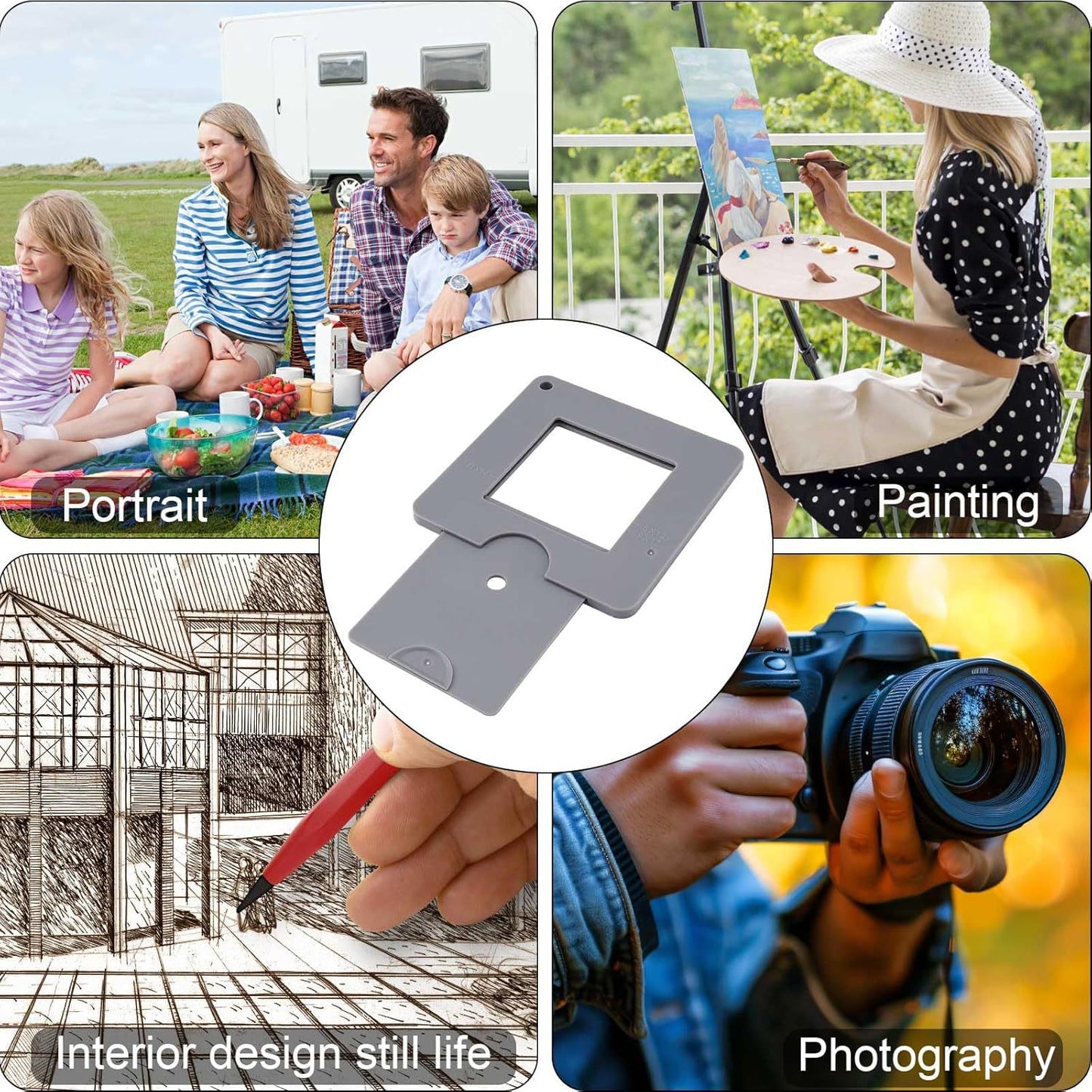 3-PCS Grey Portable Artist View Catcher Viewfinder Tool for Painting Composition