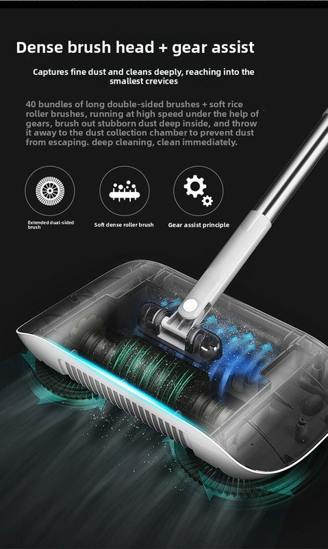 Manual Push Sweeper & Mop with Three Original Clothes - Handheld Floor Cleaner