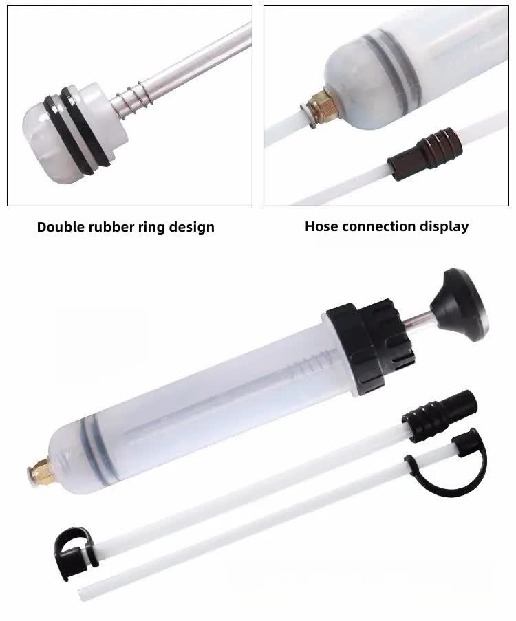 200ml Fluid Extractor & Transfer Pump - Manual Oil Syringe with Extension Tubes