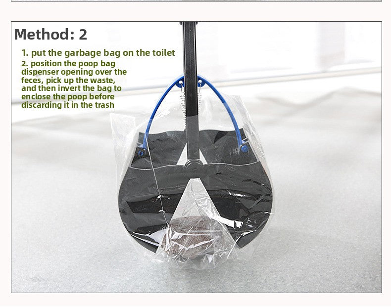 Med Foldable Pet Pooper Scooper 45cm Portable Dog Waste Jaw Clamp with Bone Dispenser