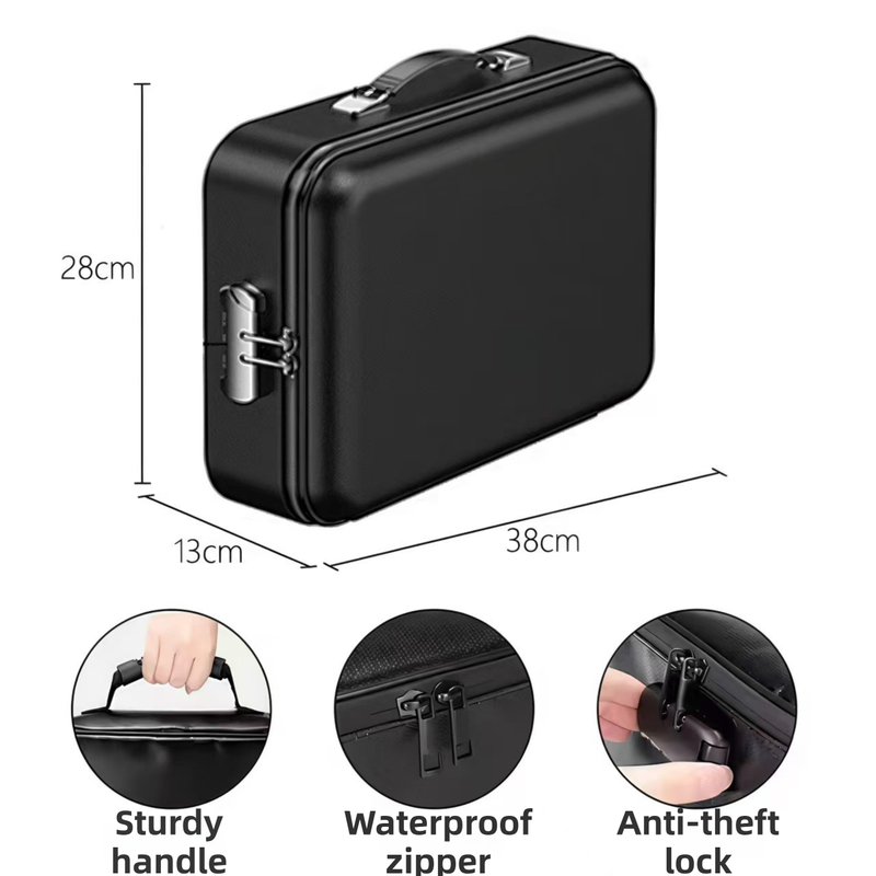 3-Layer Fireproof & Waterproof File Organizer Box with Security Lock