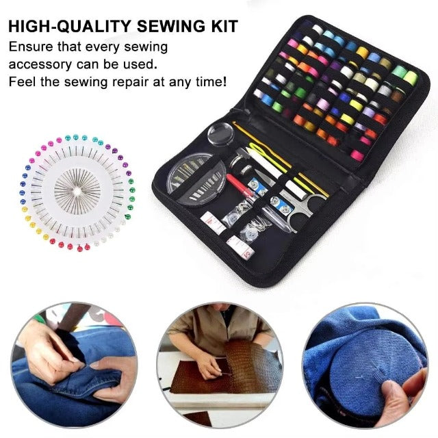 128-Piece Sewing Kit with 40 Colourful Thread Spools – Portable, Compact