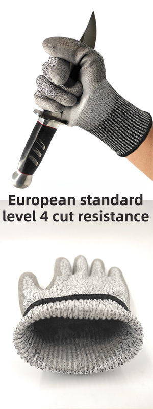 Grey Level 5 Cut Resistant Work Glove - Anti-Abrasion & Anti-Puncture Gloves (L Size)
