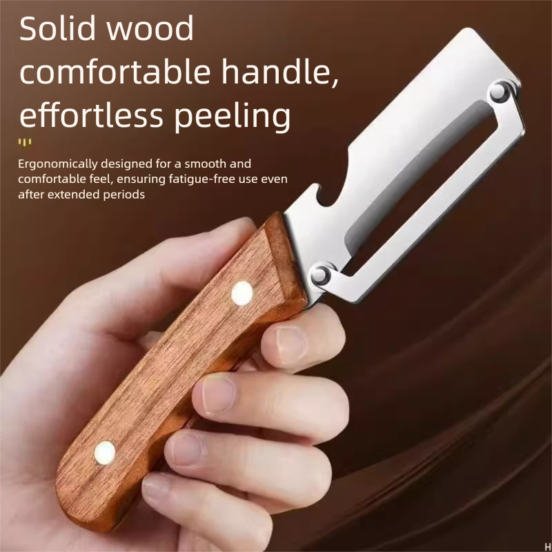 2-PCS Multi-Function Stainless Steel Peeler with Wooden Handle