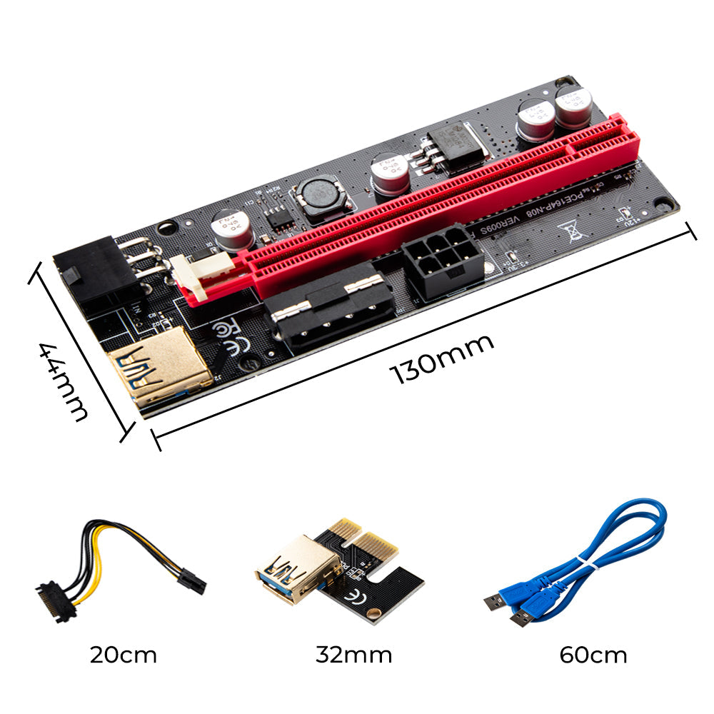 PCIe 1X-16X Riser Extender Kit for Aussie Crypto Miners Gold-Plated