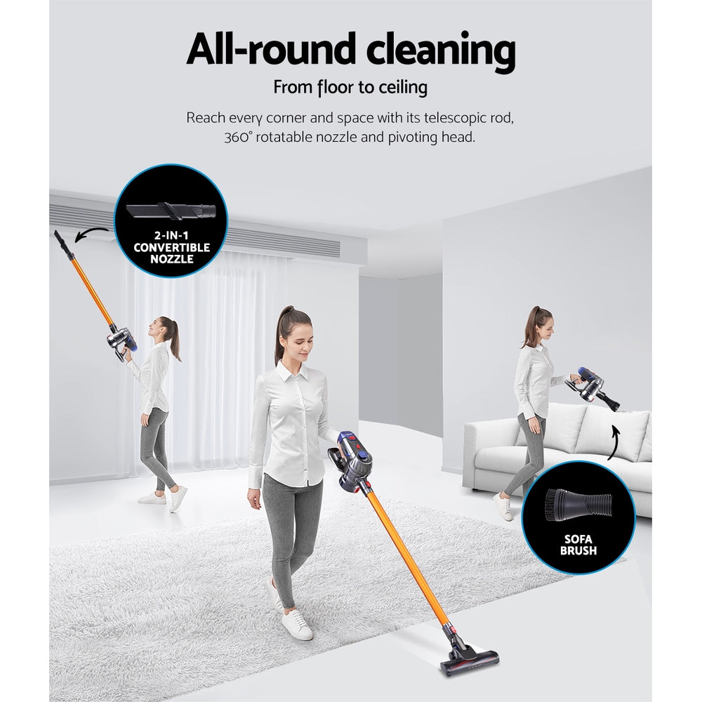 Devanti Handheld Vacuum Cleaner Cordless HEPA Filter Gold 150W