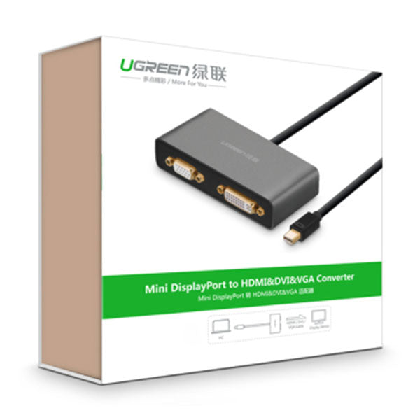 UGREEN 3-in-1 Mini DisplayPort to HDMI&VGA&DVI converter - black