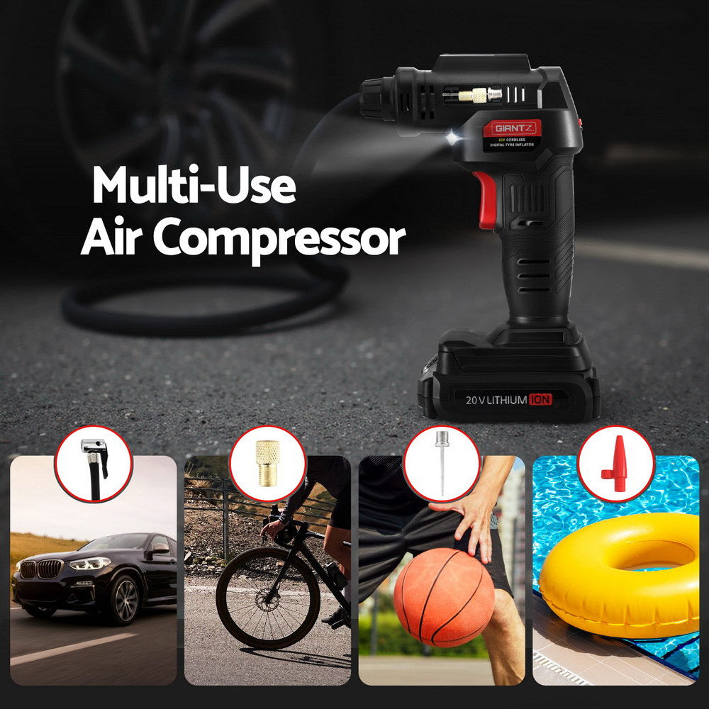 Giantz Cordless Tyre Inflator Portable Air Compressor Pump Digital LED
