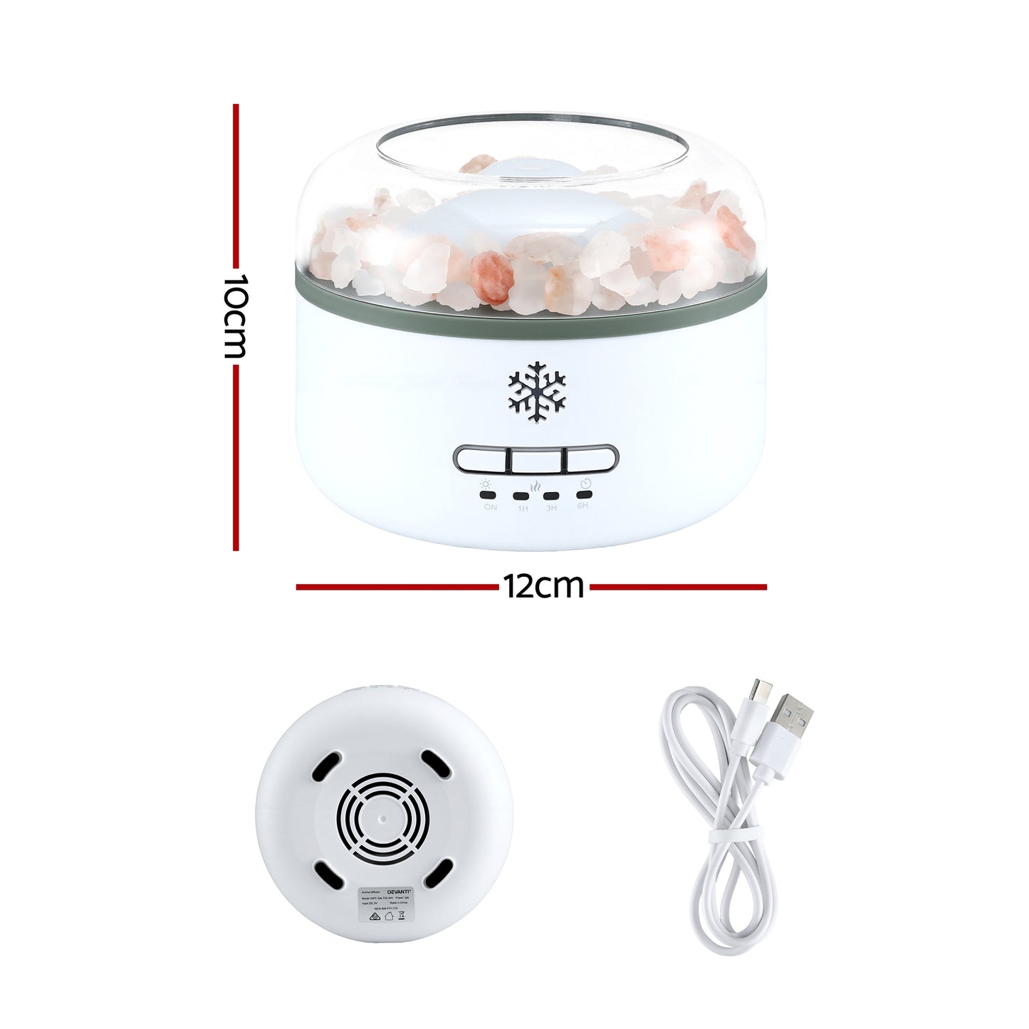 Devanti 150ml Salt Lamp Aroma Diffuser Ultrasonic Humidifier