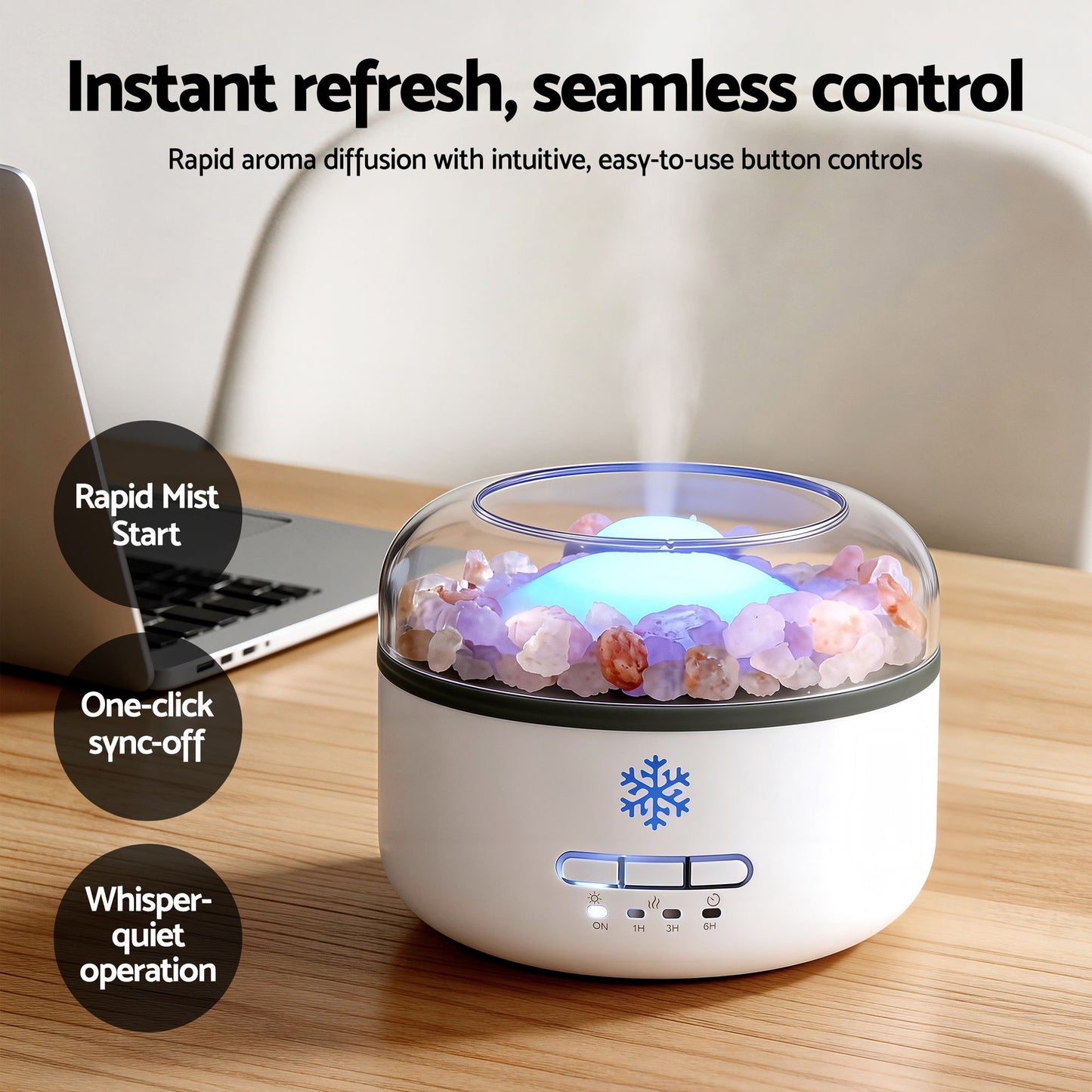 Devanti 150ml Salt Lamp Aroma Diffuser Ultrasonic Humidifier