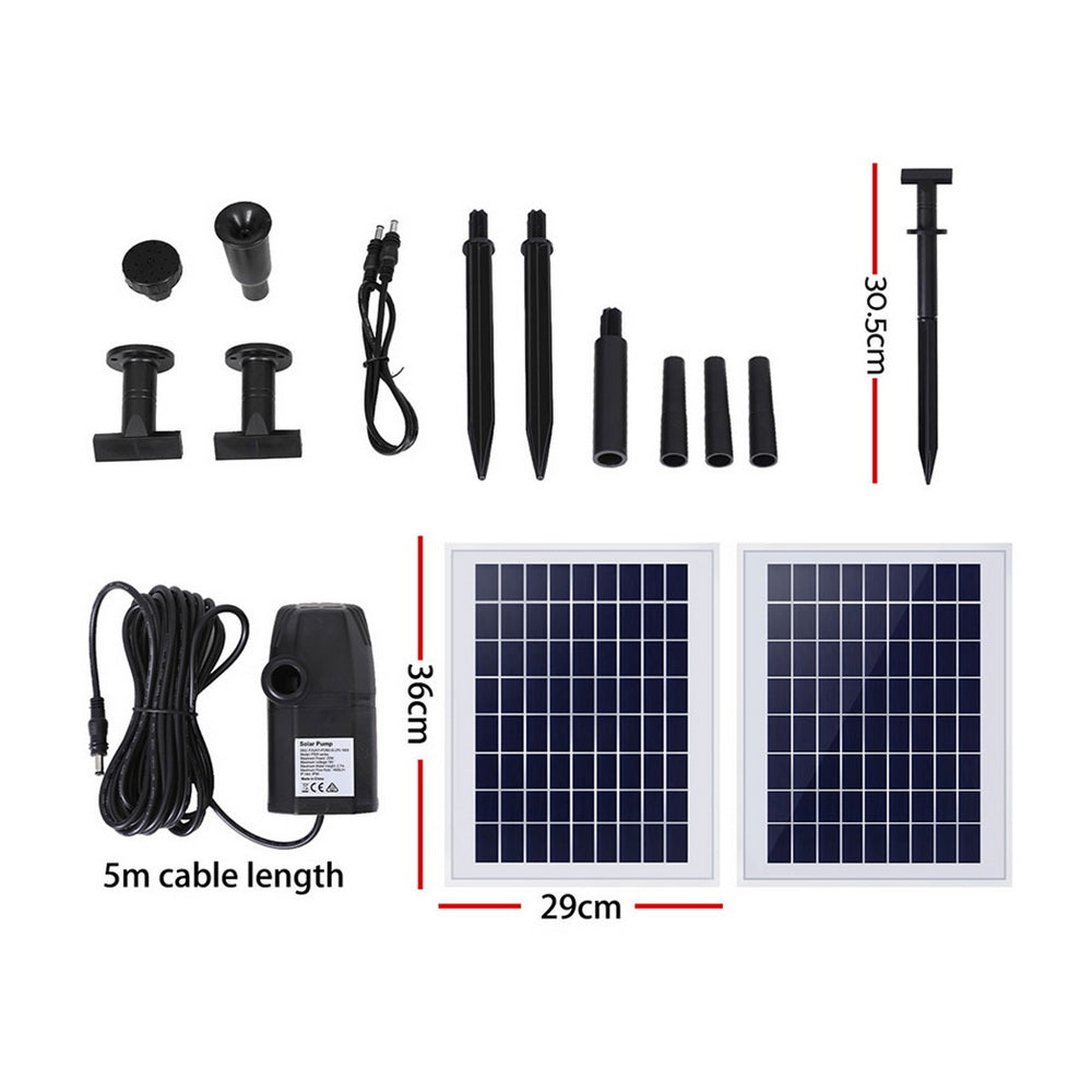 Gardeon Solar Pond Pump Submersible Water Fountain Kit with 2 Panels