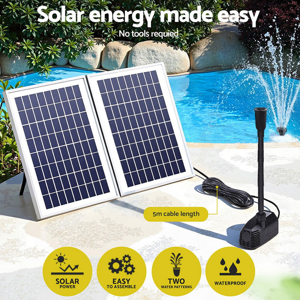 Gardeon Solar Pond Pump Submersible Water Fountain Kit with 2 Panels