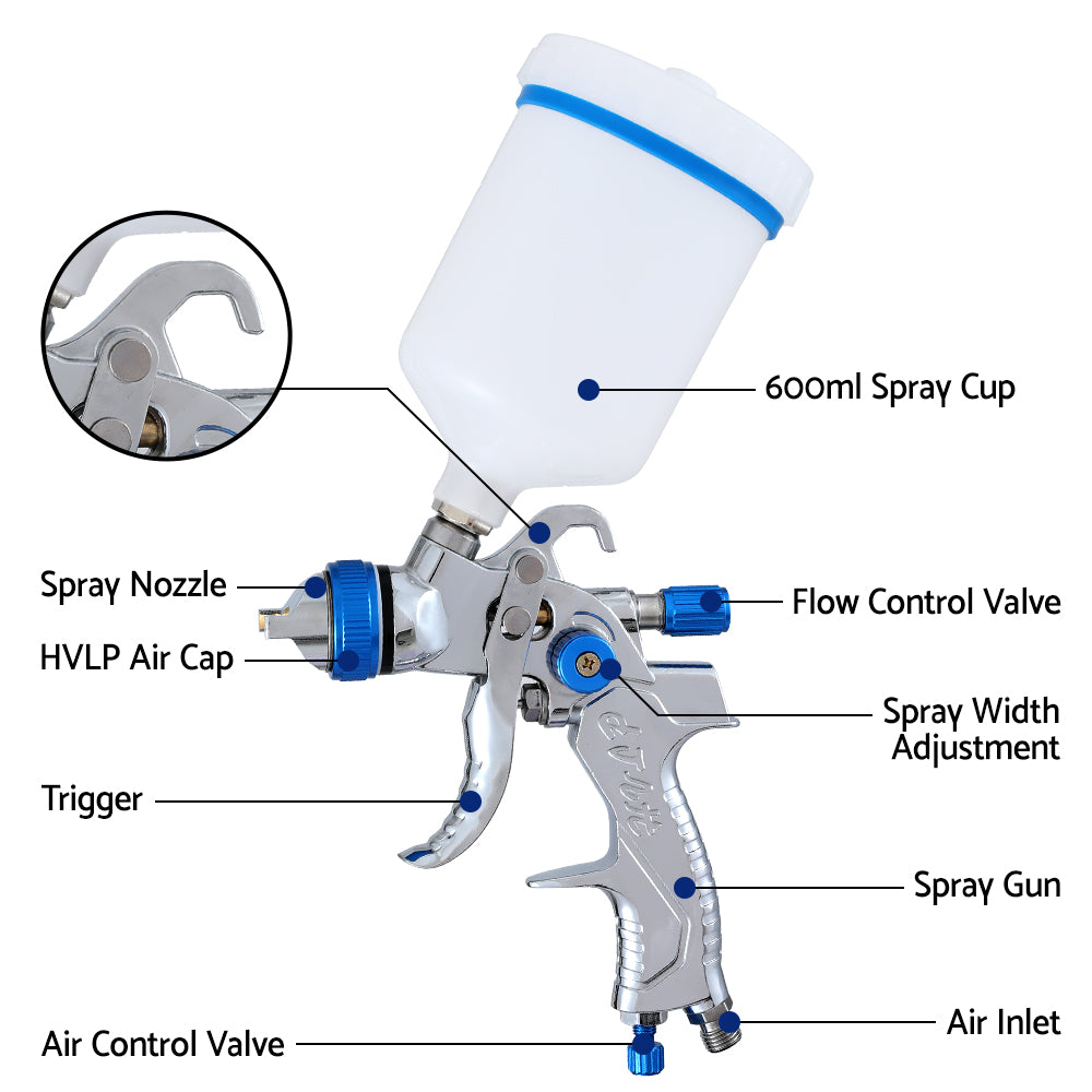 Giantz Spray Gun Paint Gun HVLP Gravity Feed