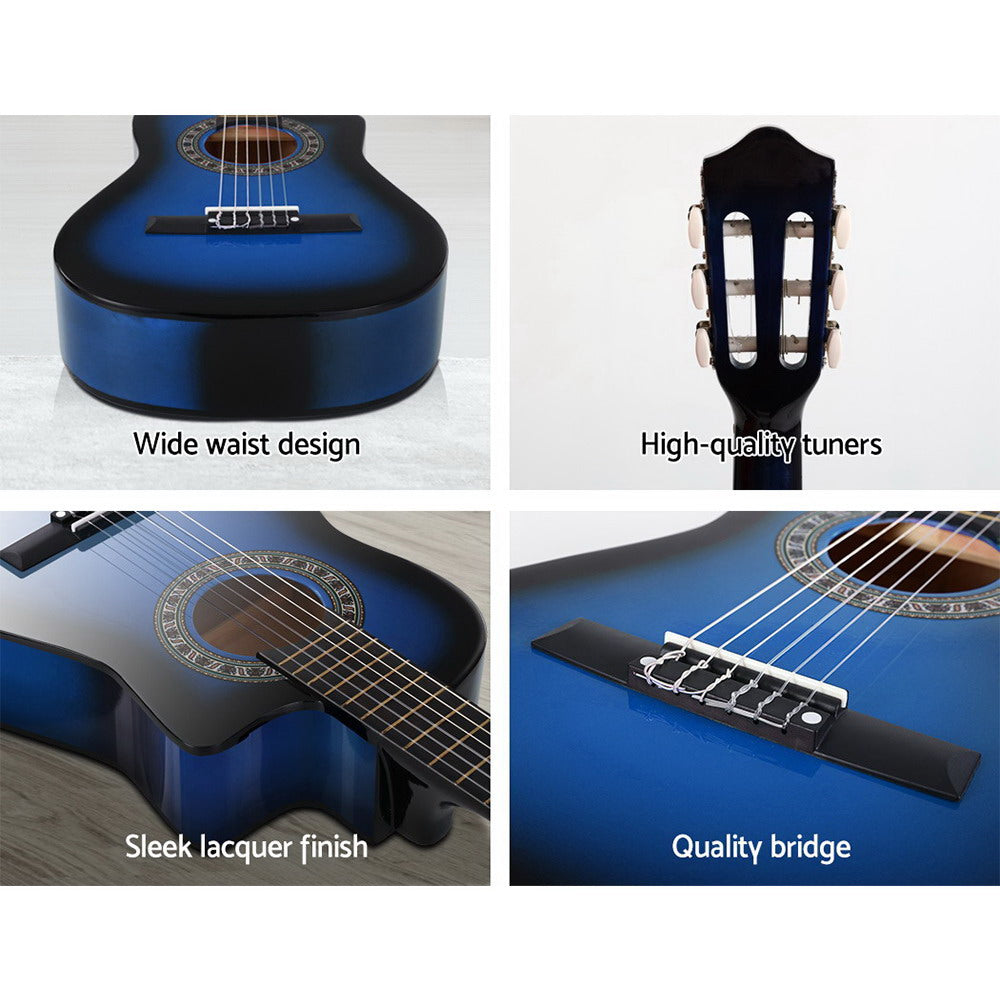 Alpha 34 Inch Classical Guitar Wooden Body Nylon String Beginner