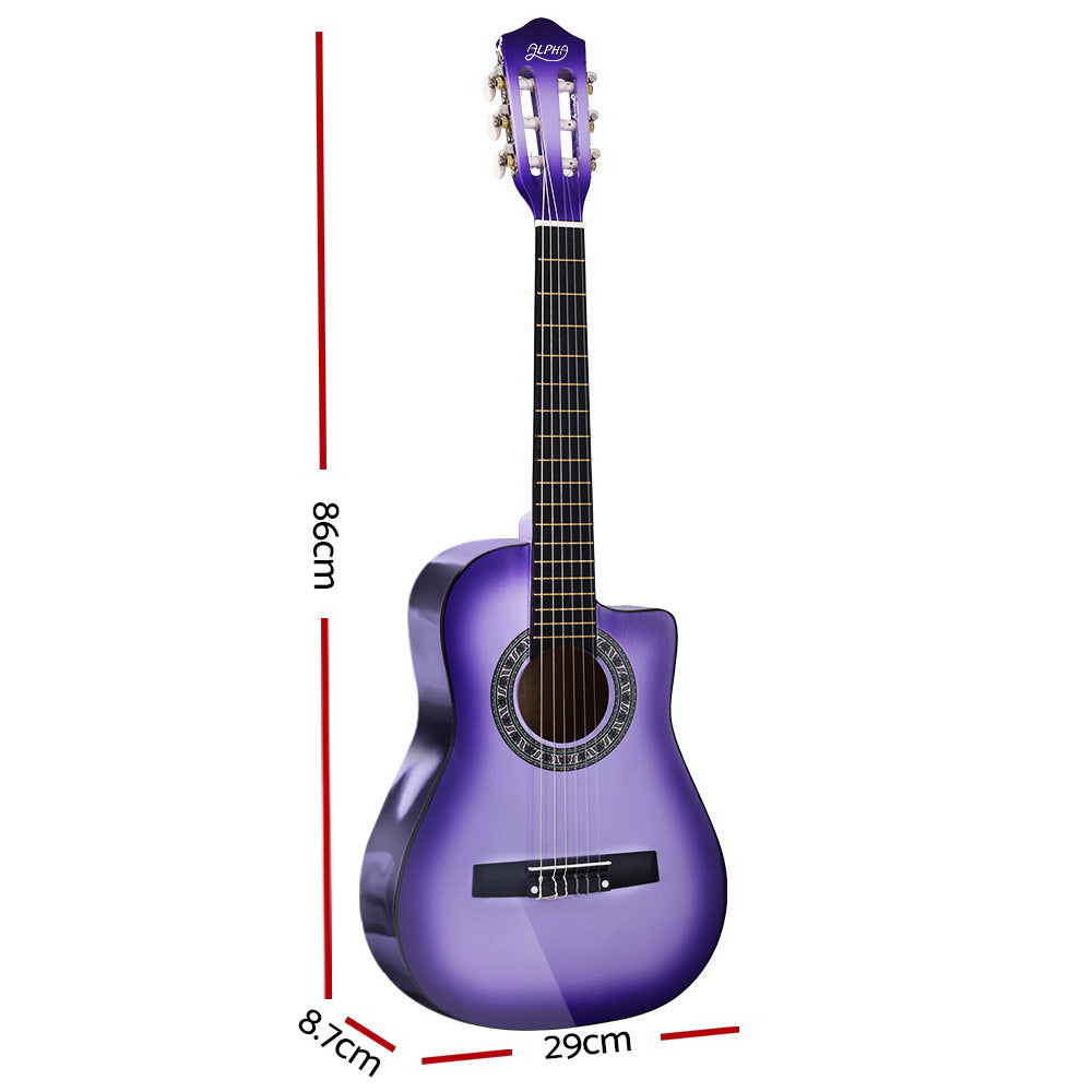 Alpha 34 Inch Classical Guitar Wooden Body Nylon String Beginner