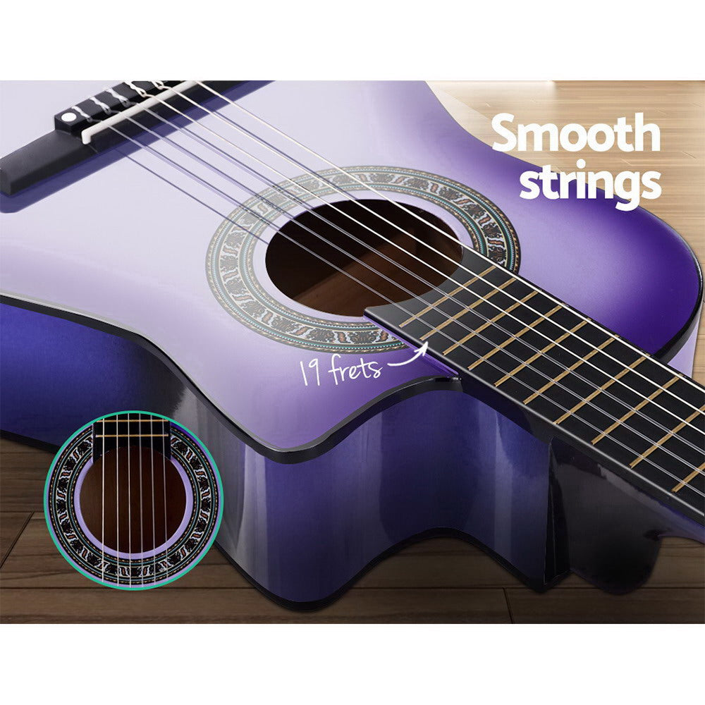 Alpha 34 Inch Classical Guitar Wooden Body Nylon String Beginner