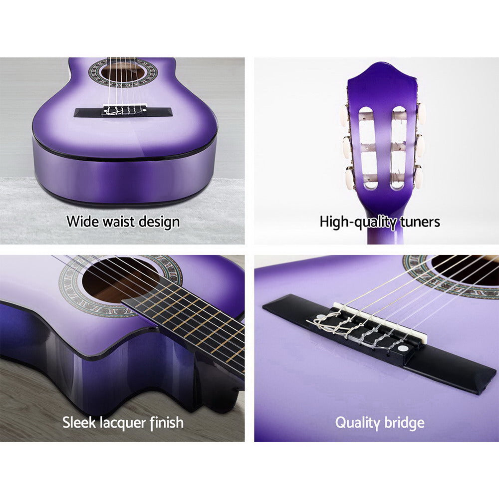 Alpha 34 Inch Classical Guitar Wooden Body Nylon String Beginner