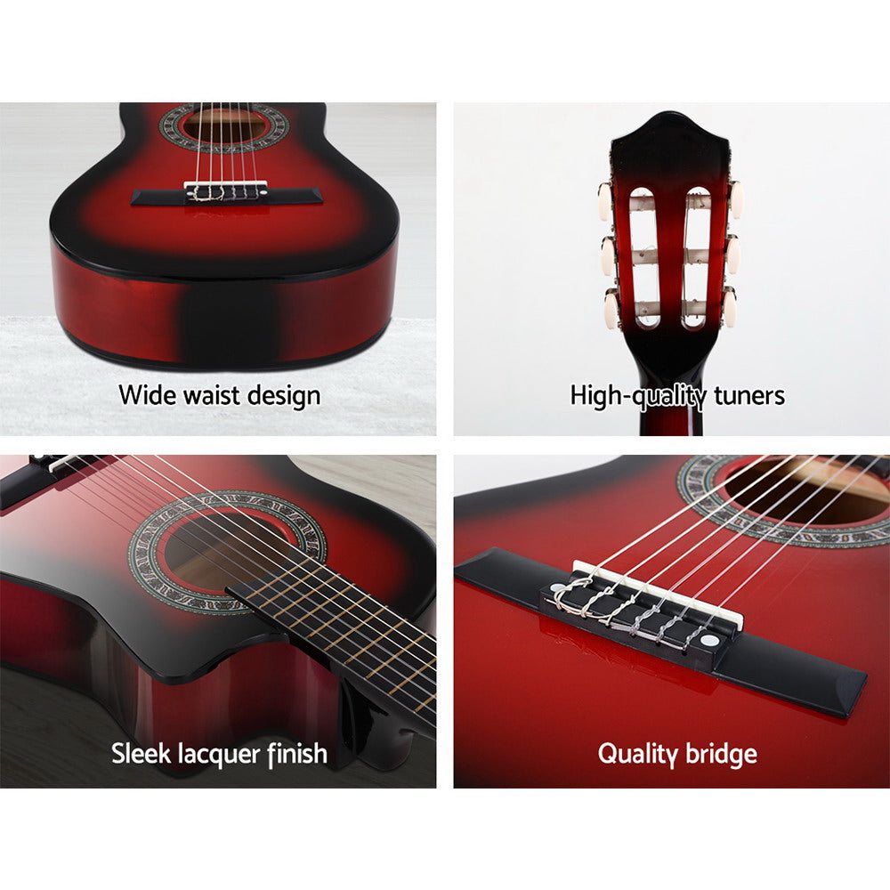 Alpha 34 Inch Classical Guitar Wooden Body Nylon String Beginner